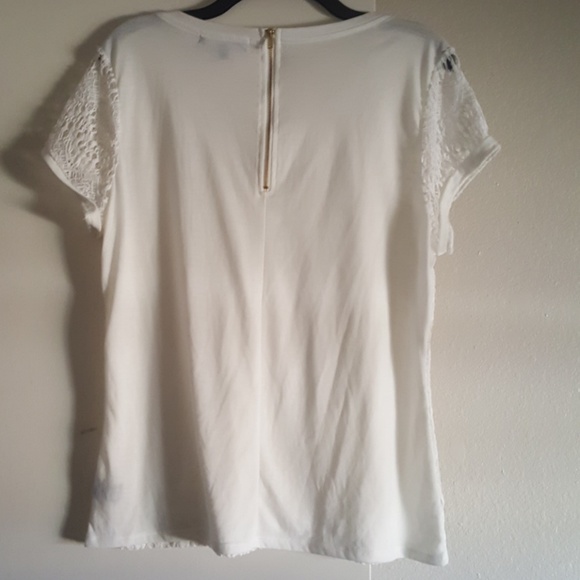 ❌Donated ❌White Top w/Lovely Lace Overlay - Picture 3 of 3